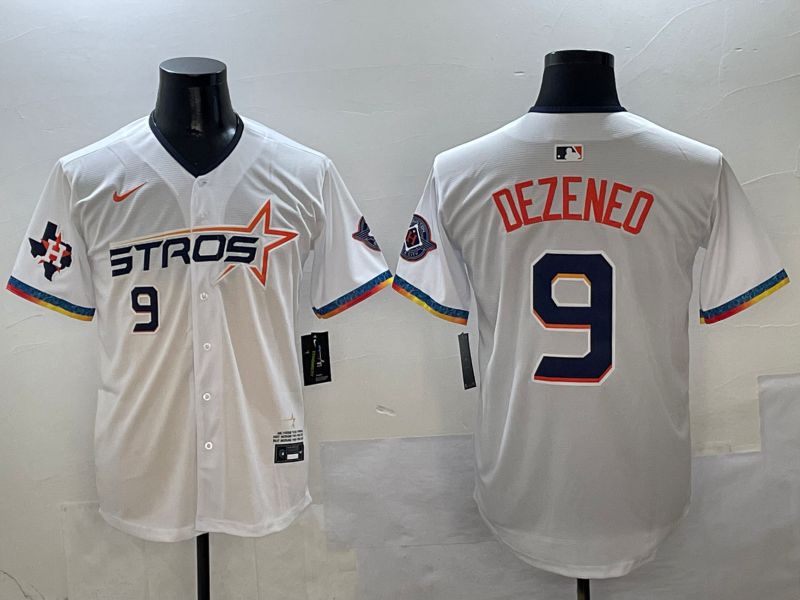 Men Houston Astros #9 Dezeneo White Fourth generation Joint Name Nike 2025 MLB Jersey style 6